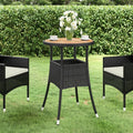 Garden table Ø Acacia wood and poly rattan