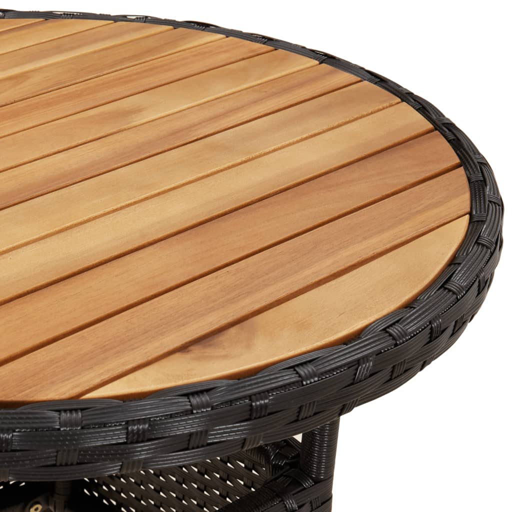 Garden table Ø Acacia wood and poly rattan