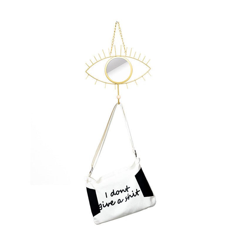 Geometric Eye Flower Design Mirror Iron Art Hooks Wall Hanging Handmade Home Decoration Hook