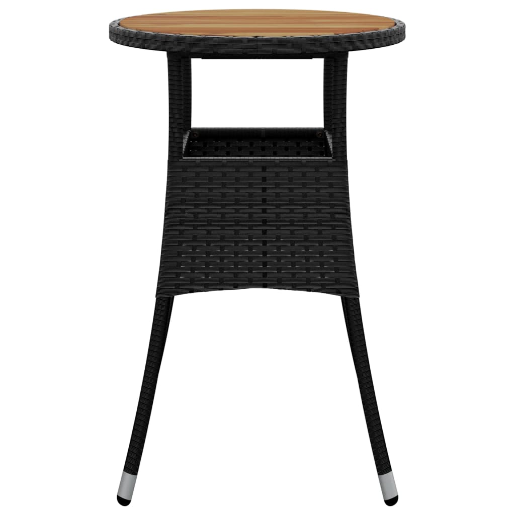 Garden table Ø Acacia wood and poly rattan