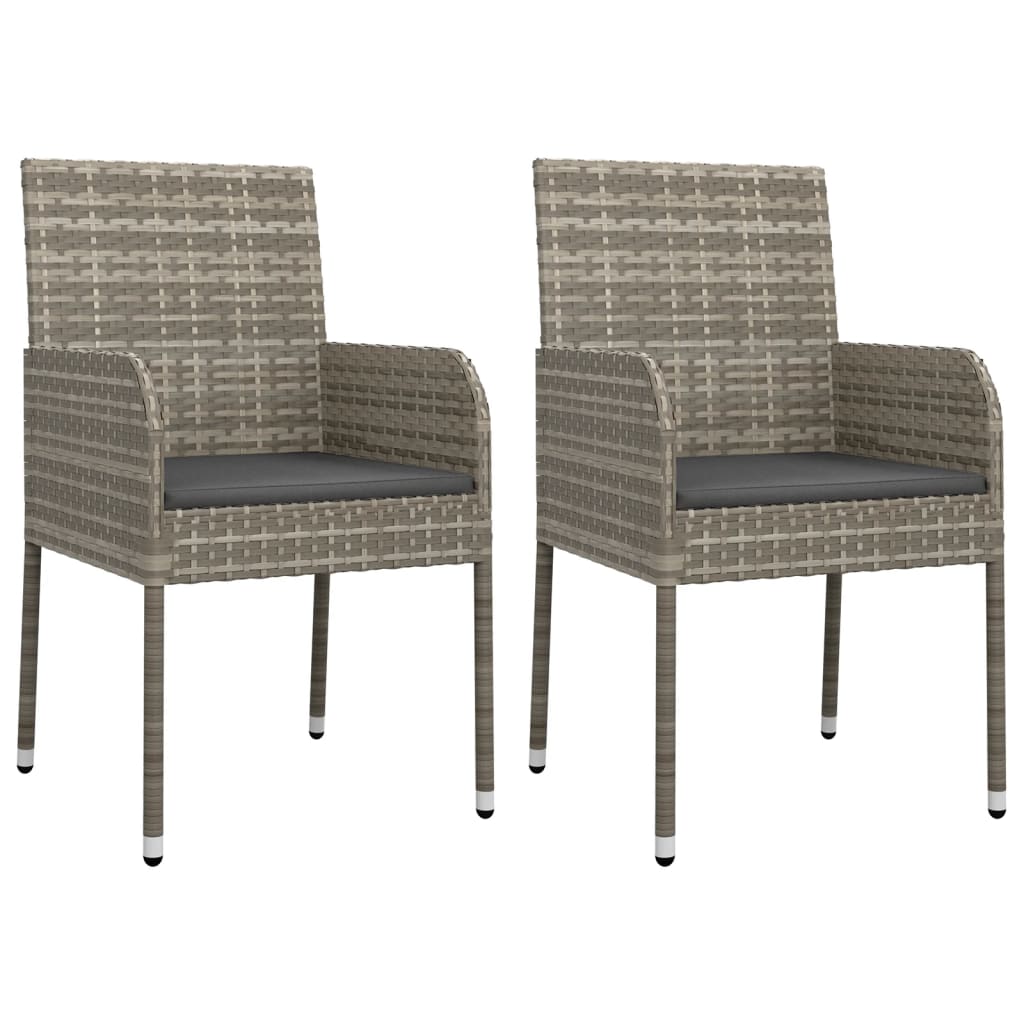 Garden Chairs with Cushions, 2 Pieces, Poly Rattan