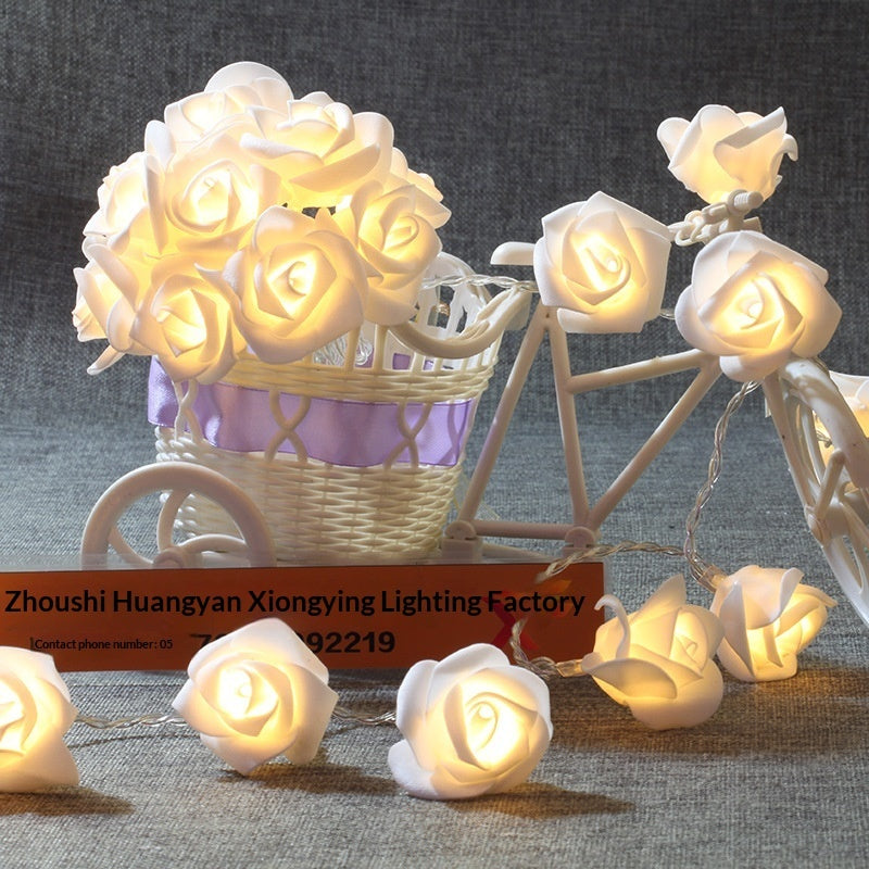 Illuminating White Rose LED String Lights For Decorative Arrangements