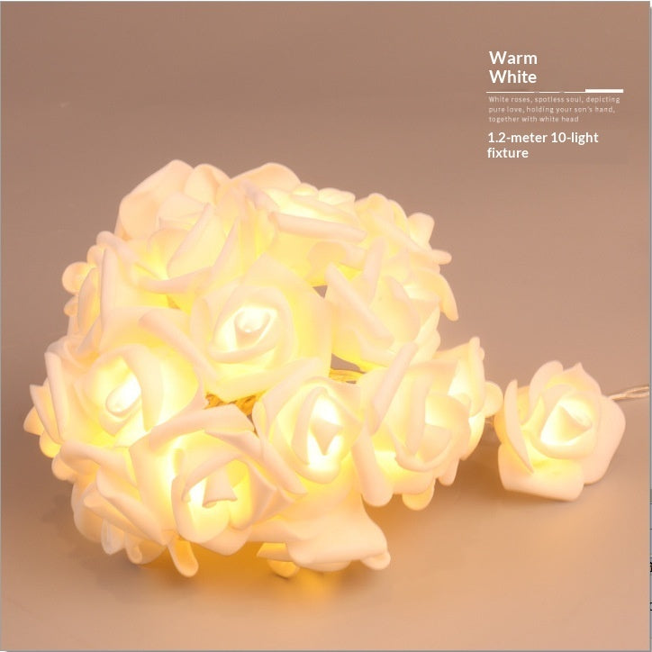 Illuminating White Rose LED String Lights For Decorative Arrangements