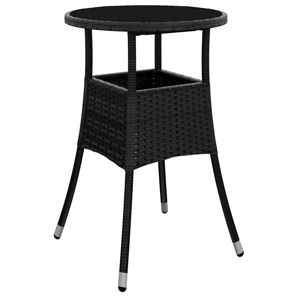 garden table Ø tempered glass and poly rattan