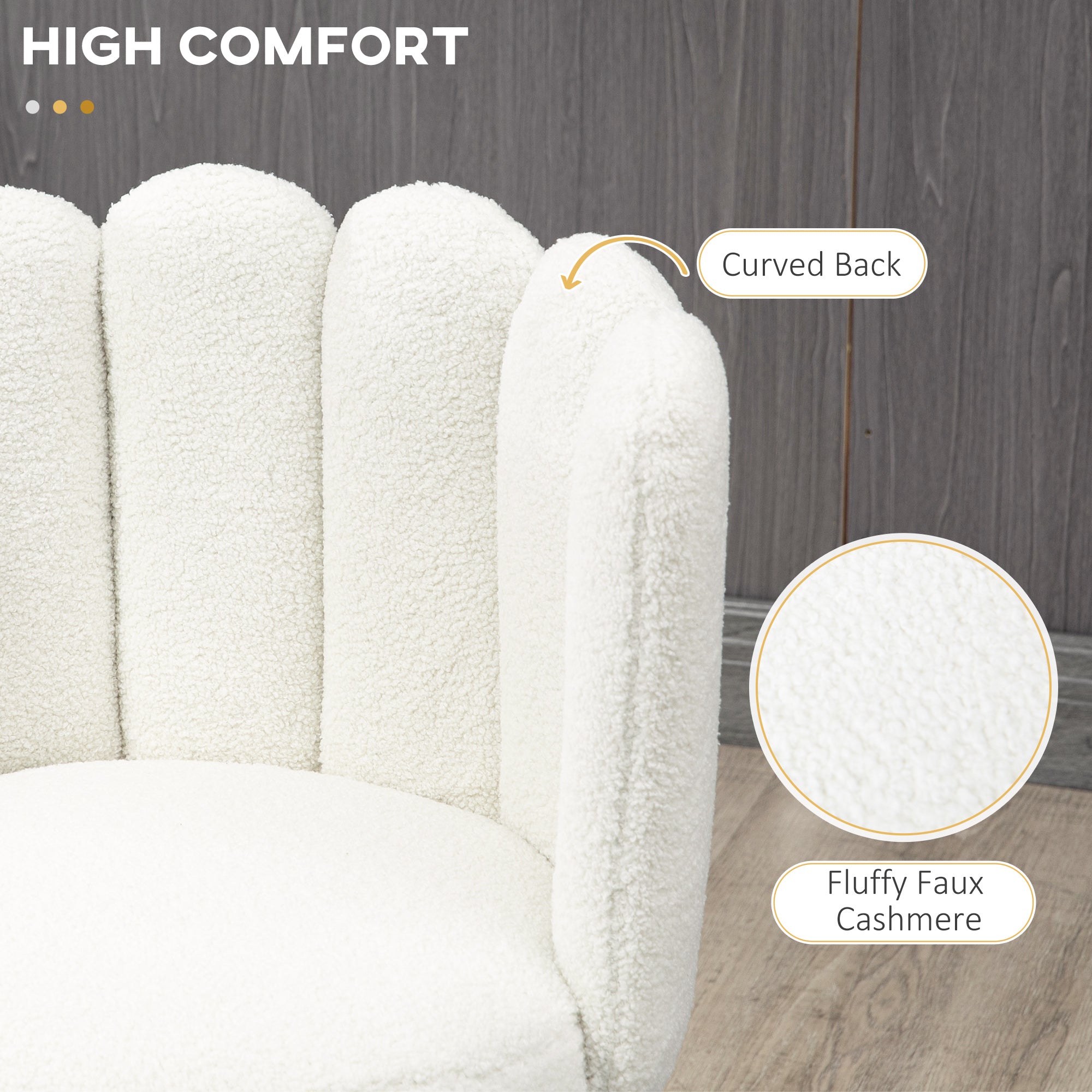 Bar Stools Set Of 2, Modern Boucle Upholstered Shell Barstools, Breakfast Bar Chairs With Backrest, Footrest And Steel Base For Kitchen Counter, Cream