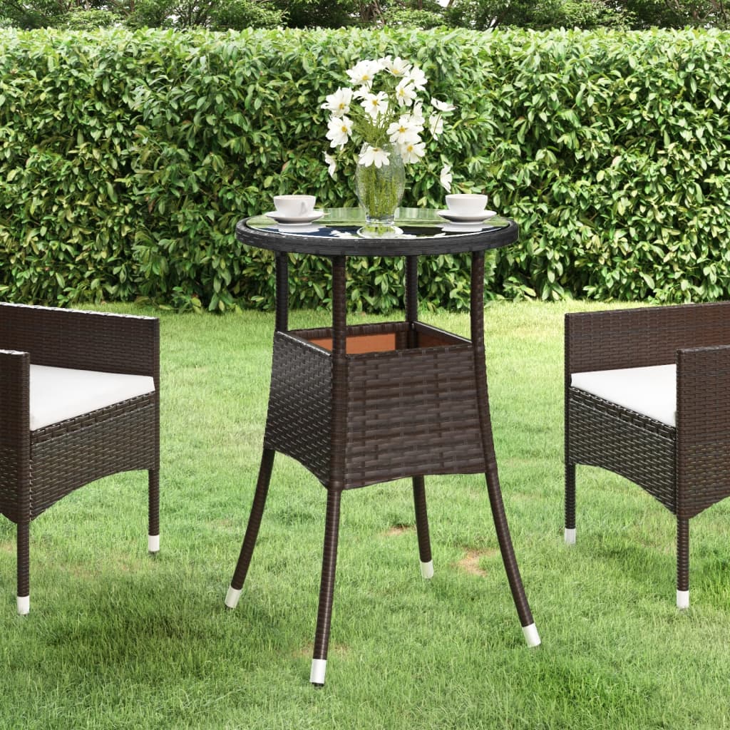 garden table Ø tempered glass and poly rattan