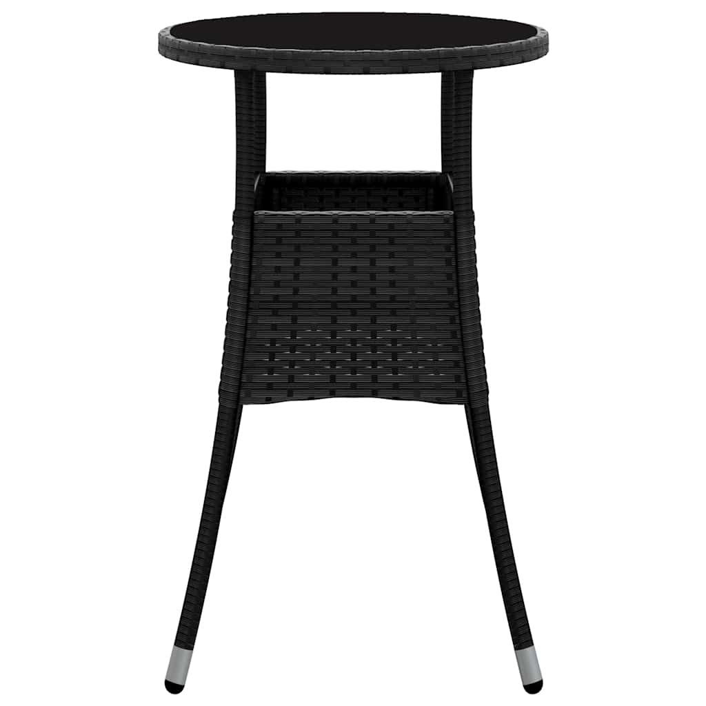 garden table Ø tempered glass and poly rattan