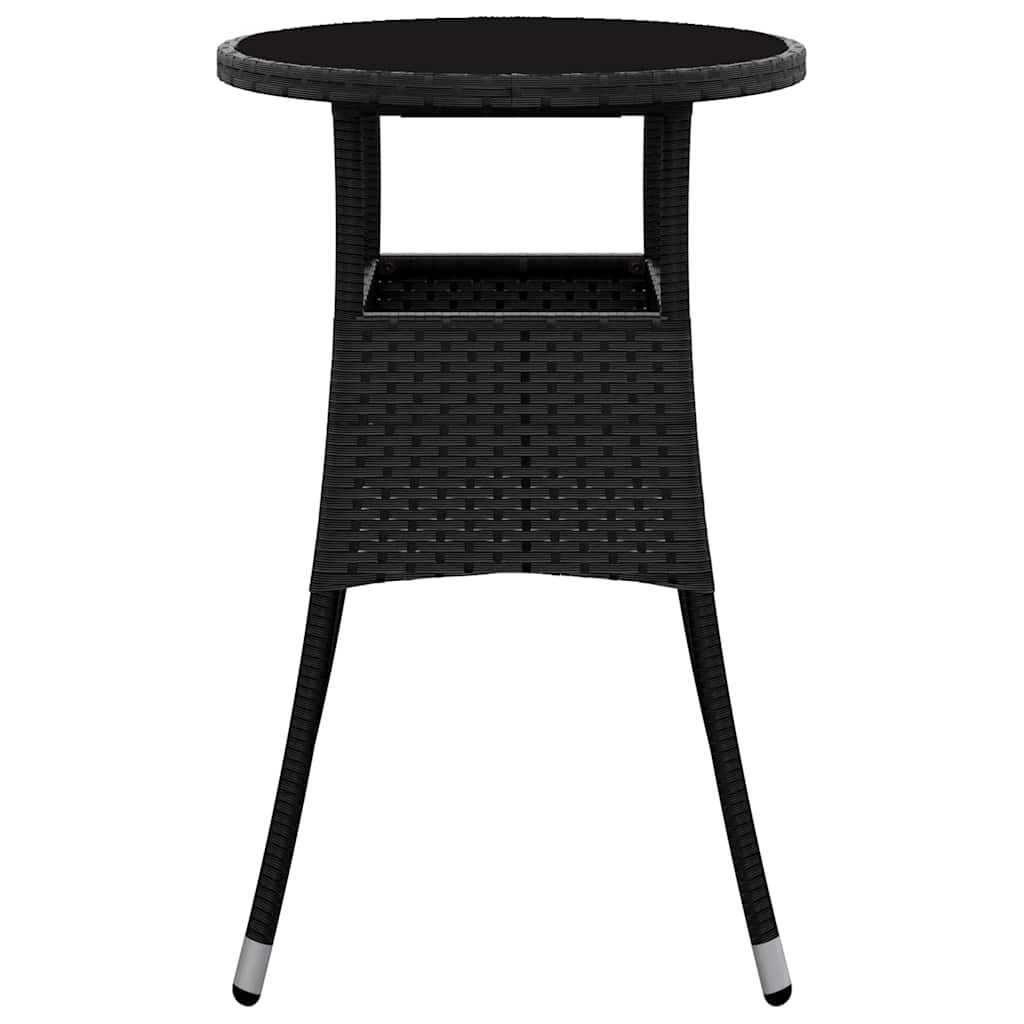 garden table Ø tempered glass and poly rattan