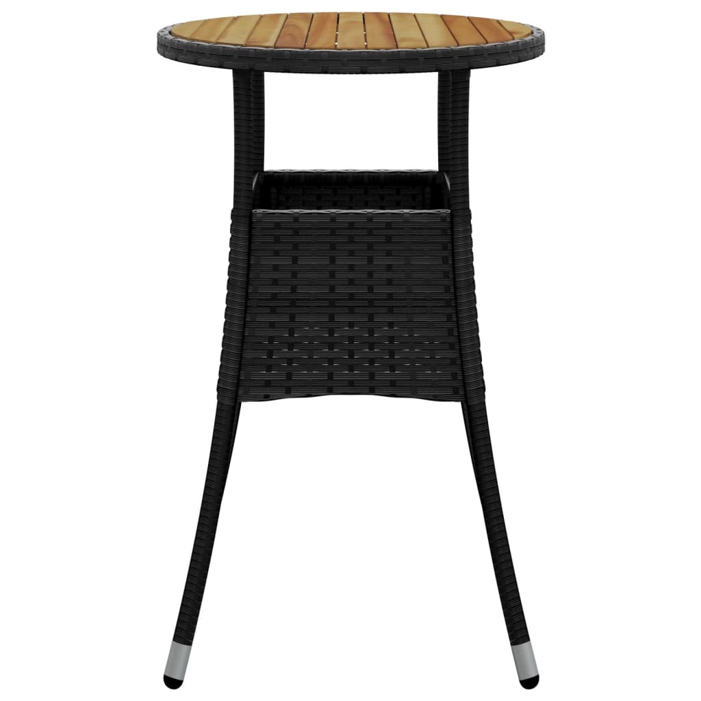 Garden table Ø Acacia wood and poly rattan