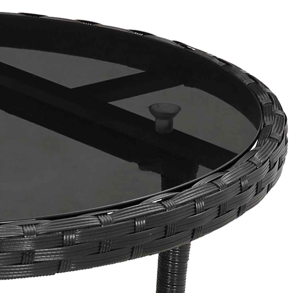 garden table Ø tempered glass and poly rattan