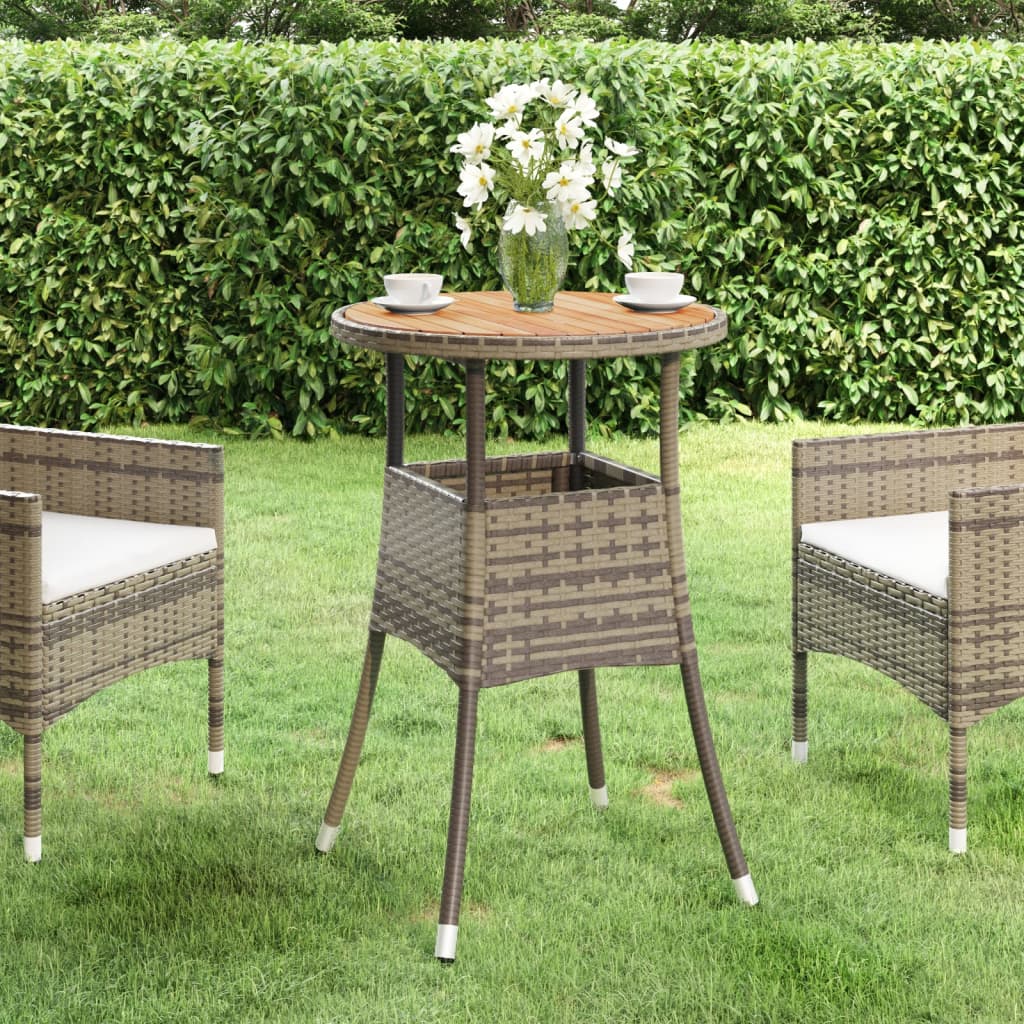 Garden table Ø Acacia wood and poly rattan