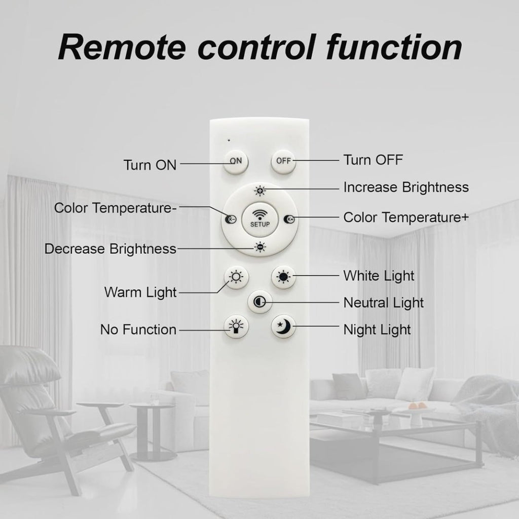 Modern LED Ceiling Light, Flush Mount Ceiling Light With Dimmable Remote Control, 6Rings Acrylic Ceiling Light Fixture For Bedroom, Living Room, Kitchen, Office Lamps 6 Heads