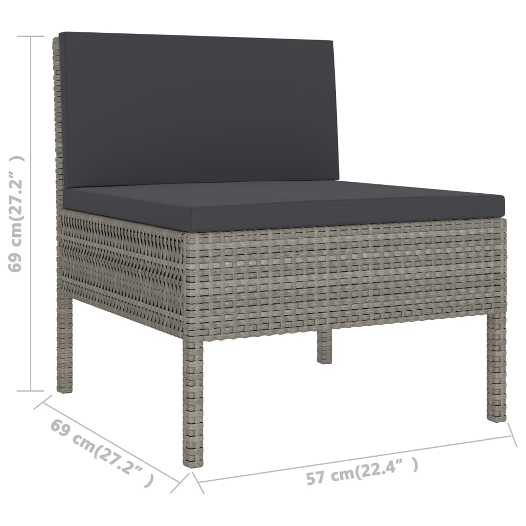 Garden Chairs 3 pcs with Cushions Poly Rattan