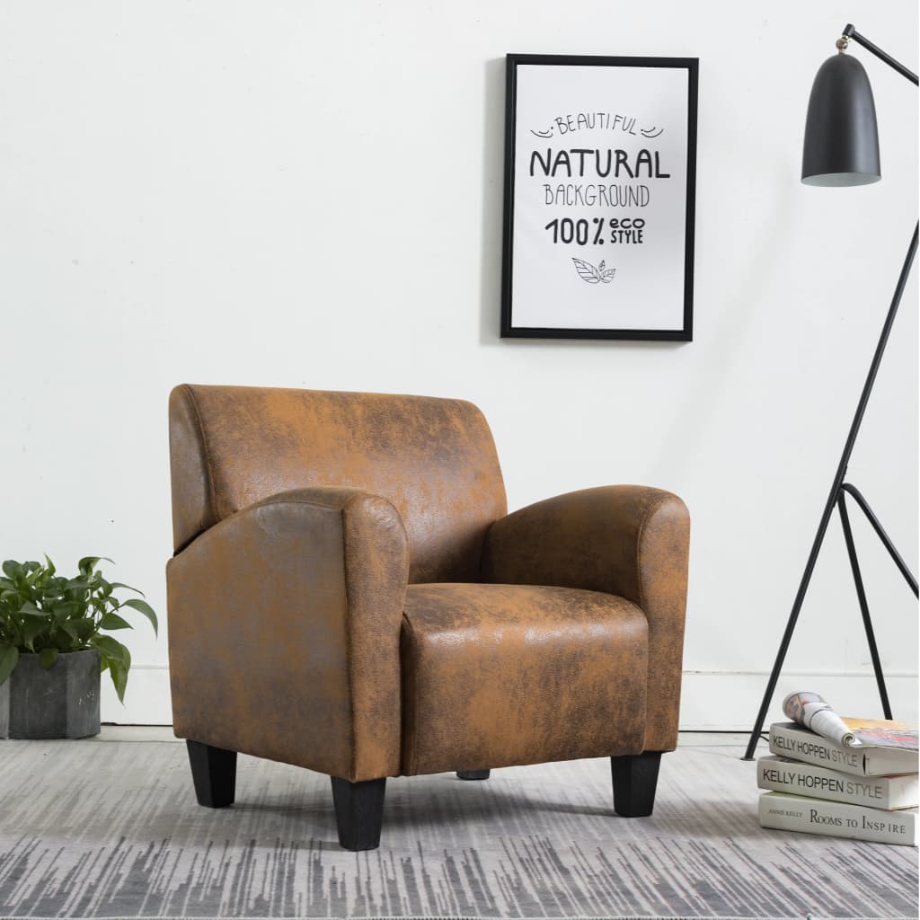 Sofa Armchair Brown 70x69x72 cm Faux Suede