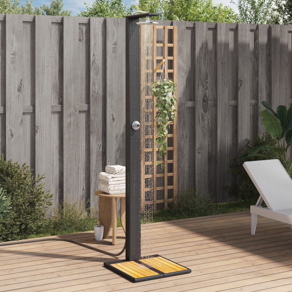 Garden Shower 50x Poly Rattan and Acacia Wood
