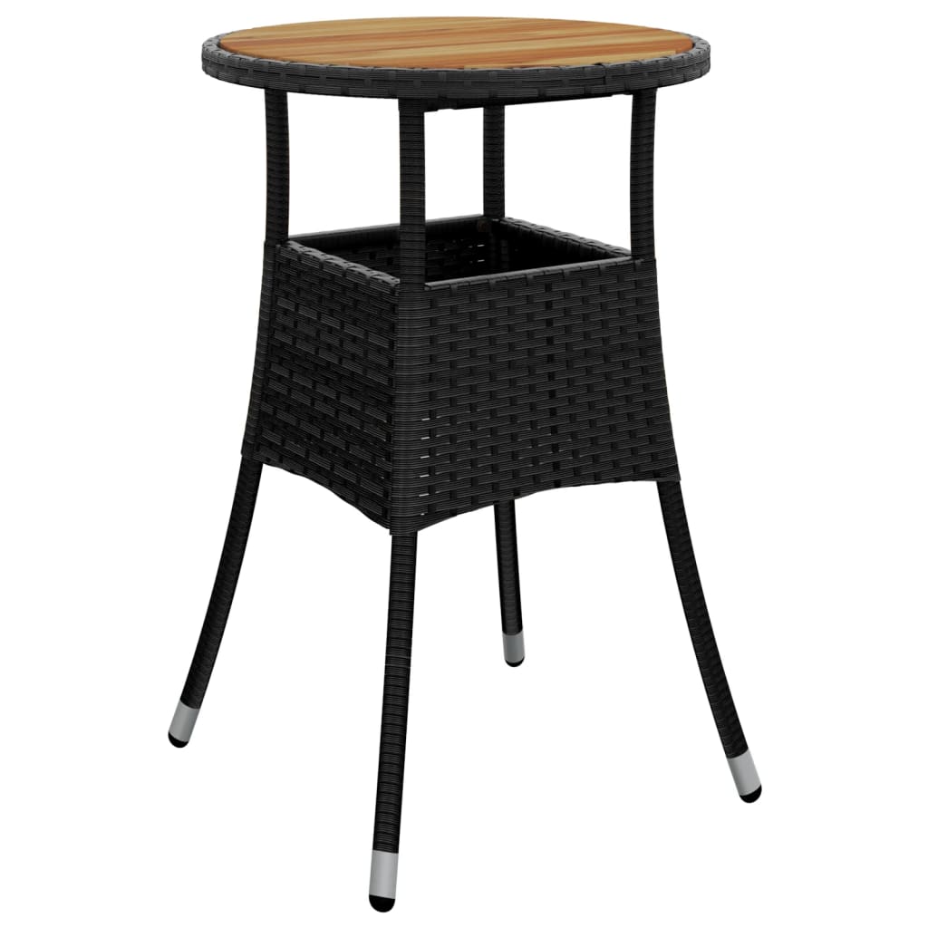 Garden table Ø Acacia wood and poly rattan