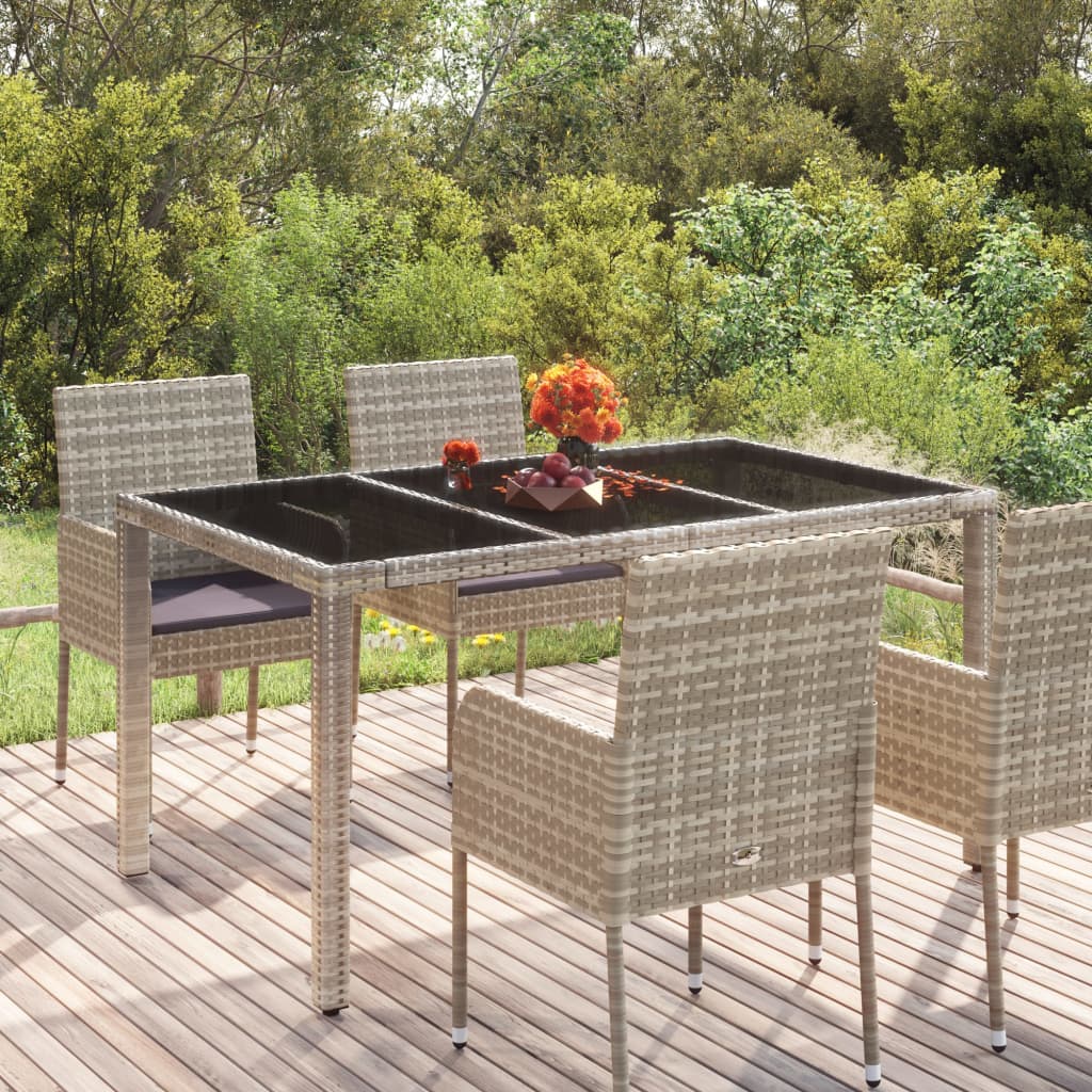garden table with glass top 150x poly rattan