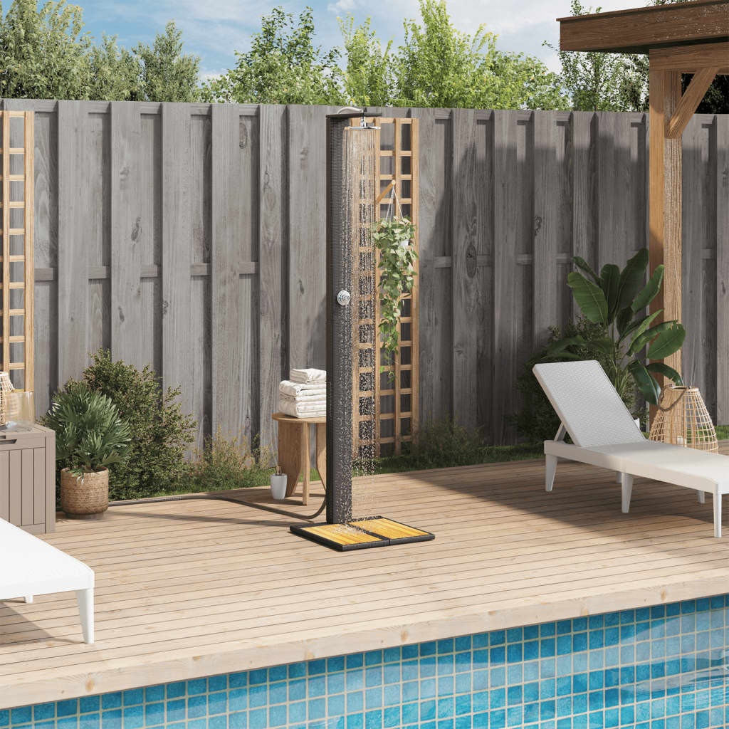 Garden Shower 50x Poly Rattan and Acacia Wood